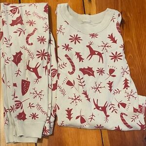 Festive Hanna Andersson Holiday Deer Red and Cream Kids Pajamas